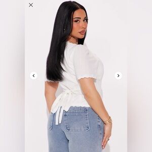 Fashion Nova Elegant White Blouse with Lace Trim for Women